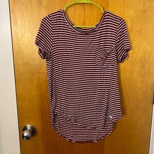 Hollister red and white striped casual t-shirt (size XS, lightly used)